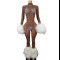SW043 Fur Rhinestone Jumpsuit